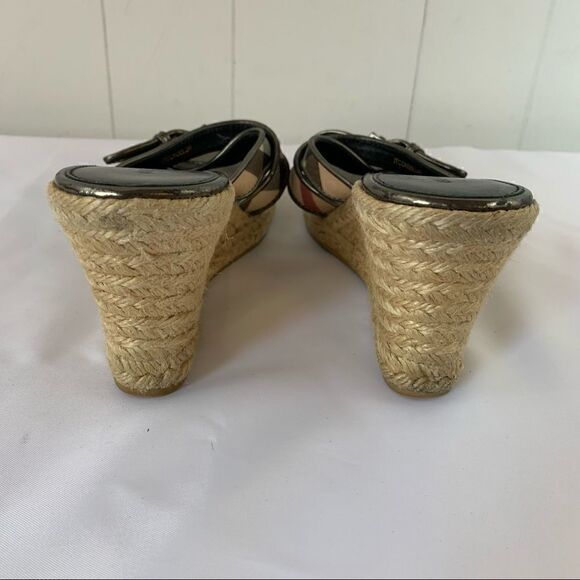 Womens Burberry Nova Check Espadrille Wedge Slip On Sandal Size 39 US 8 - Picture 6 of 11